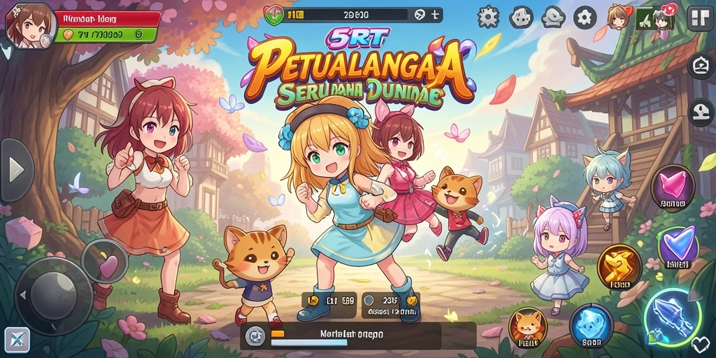 Tampilan gameplay seru di dunia Anime 5RT.