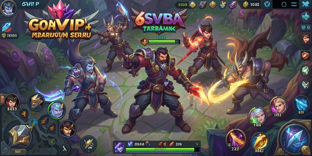 Gameplay seru dalam pertempuran MOBA 6SVIP di layar.