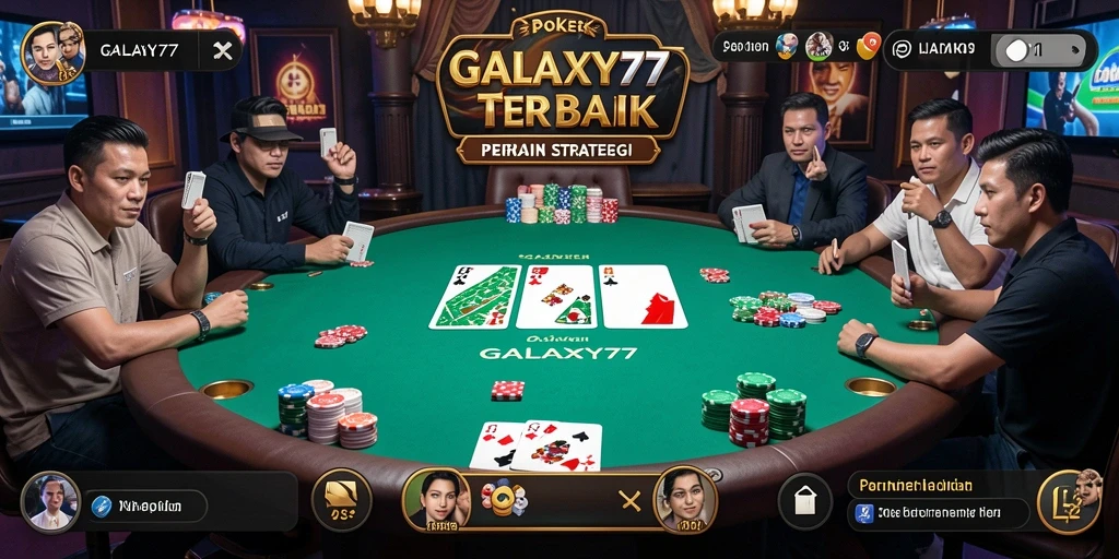 Tampilan gameplay Poker yang mendebarkan dan seru di GALAXY77.