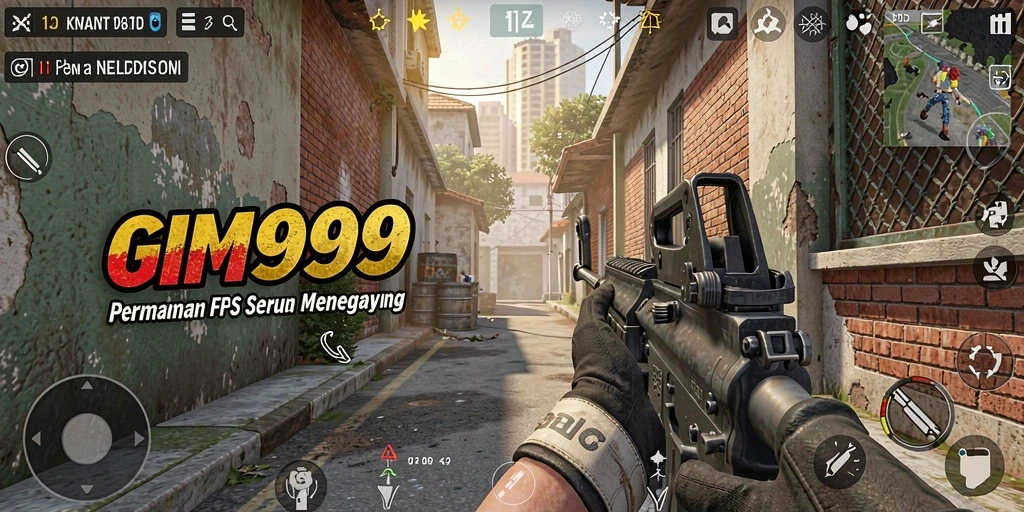 Screenshot utama GIM999 menampilkan aksi tembak-menembak yang intens dalam permainan FPS.