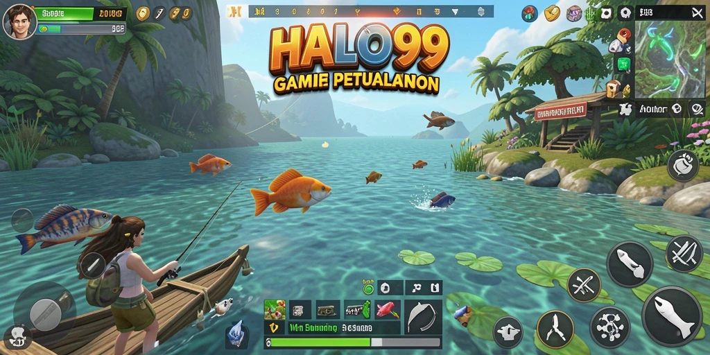 Tangkapan ikan besar di HALO99 yang menunjukkan aksi gameplay memancing.