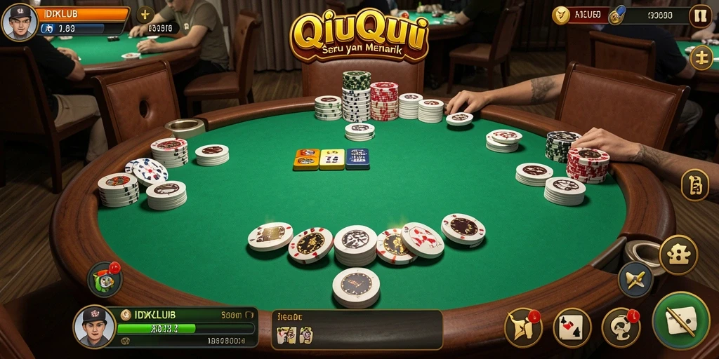 Screenshot utama IDKLUB menampilkan serunya gameplay QiuQiu.