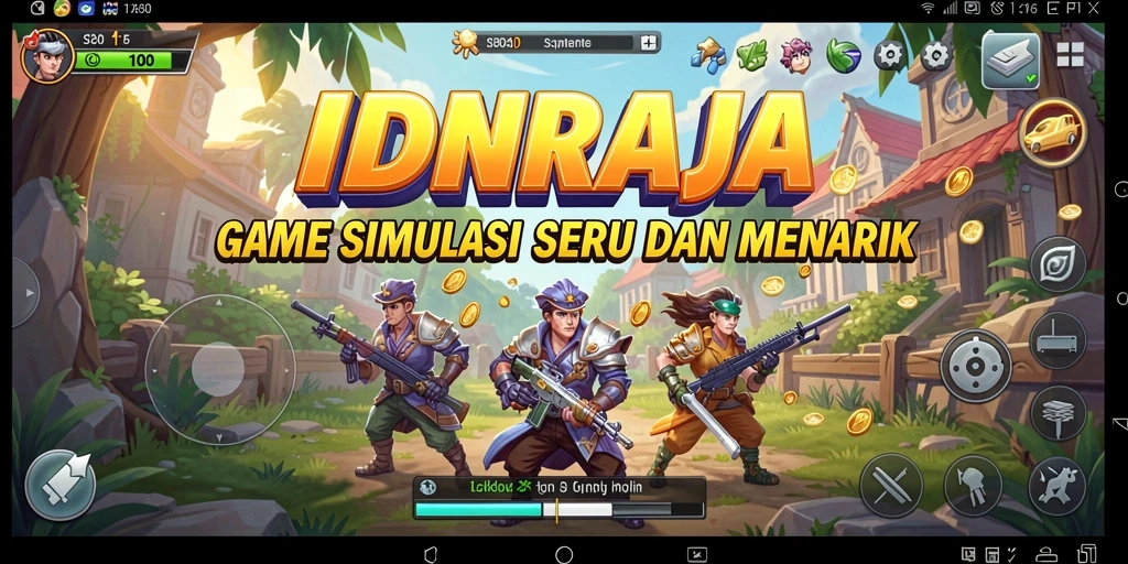 Tangkapan layar utama IDNRAJA yang menunjukkan gameplay Simulation yang mendalam.