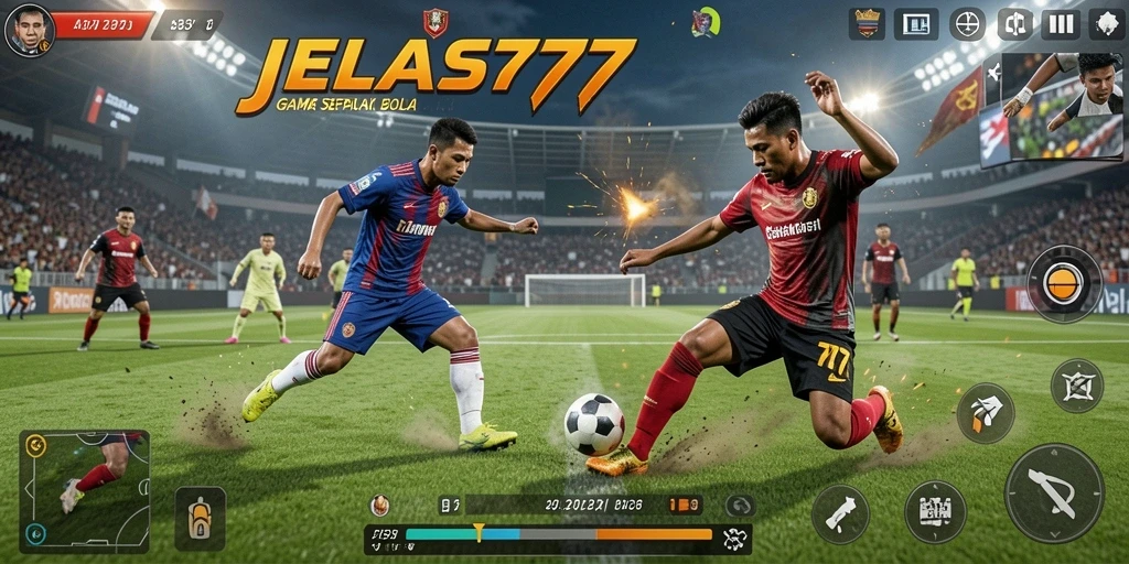 Screenshot JELAS777 menunjukkan keseruan gameplay sepak bola.
