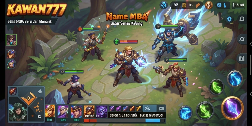 Gameplay seru dalam KAWAN777 menunjukkan pertarungan tim yang epik.
