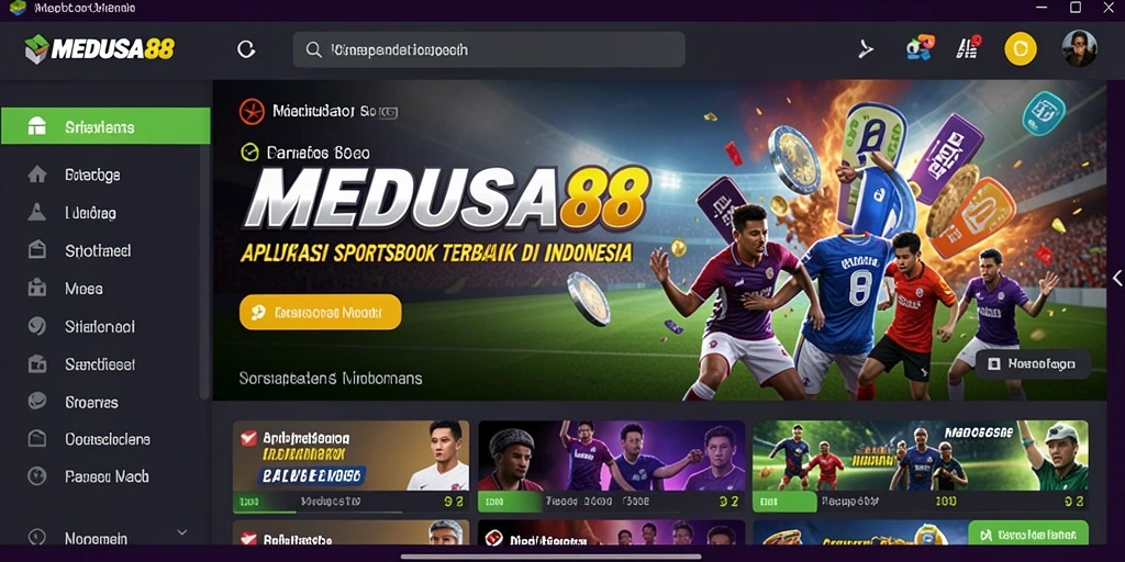 Antarmuka pengguna MEDUSA88 yang menarik dengan permainan Sportsbook.