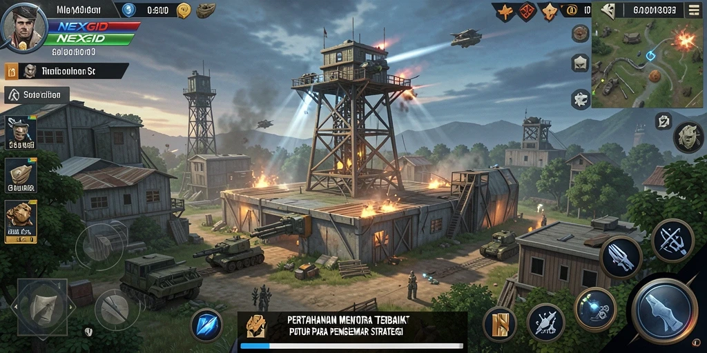 Tampilan gameplay NEXGID yang menarik dalam pertahanan menara.