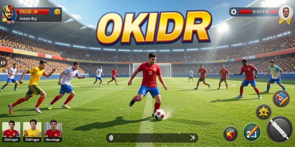 Screenshot menampilkan aksi permainan olahraga yang mendebarkan di OKIDR.