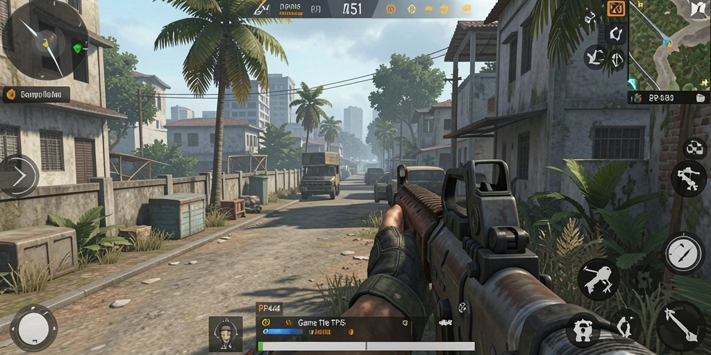 Screenshot dari gameplay seru PP444 dalam aksi TPS.