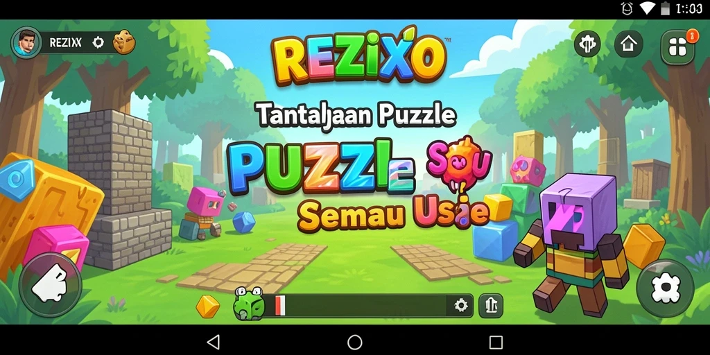 Tampilan gameplay REZIXO yang seru dan menantang puzzle.