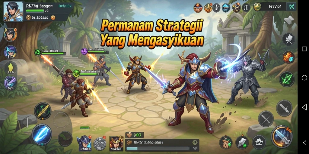 Tampilan gameplay strategis yang mendebarkan dan penuh aksi
