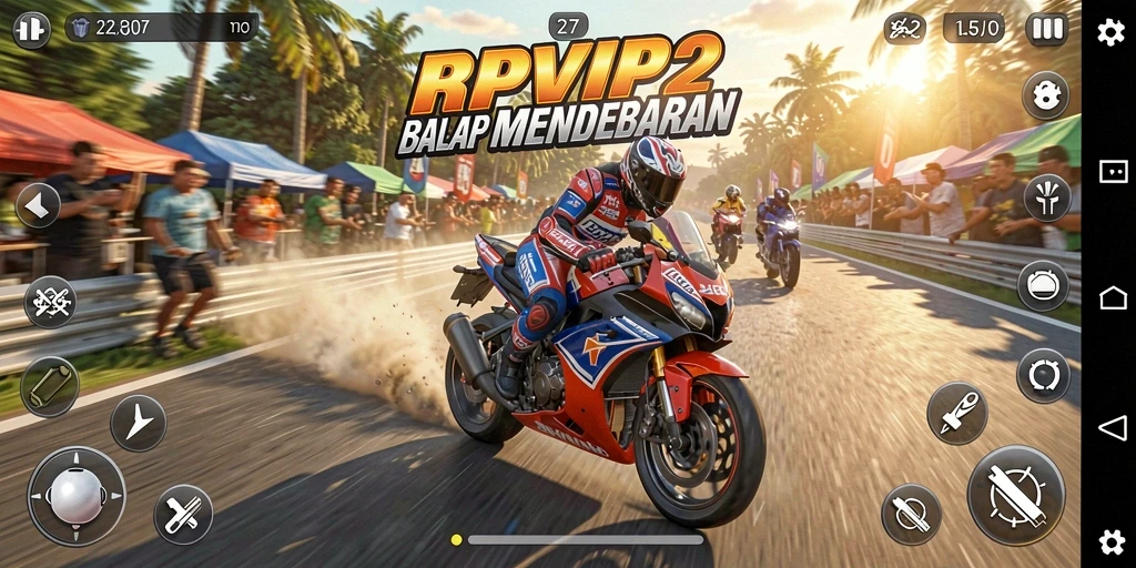 Tampilan gameplay balap motor yang seru dan kompetitif.